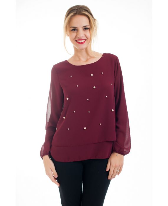 TUNIC BEADED 4543 BORDEAUX