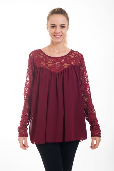 TUNIC LACE 4532 BORDEAUX