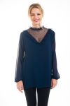 BLOUSE LACE CLOUTEE 4531 NAVY BLUE