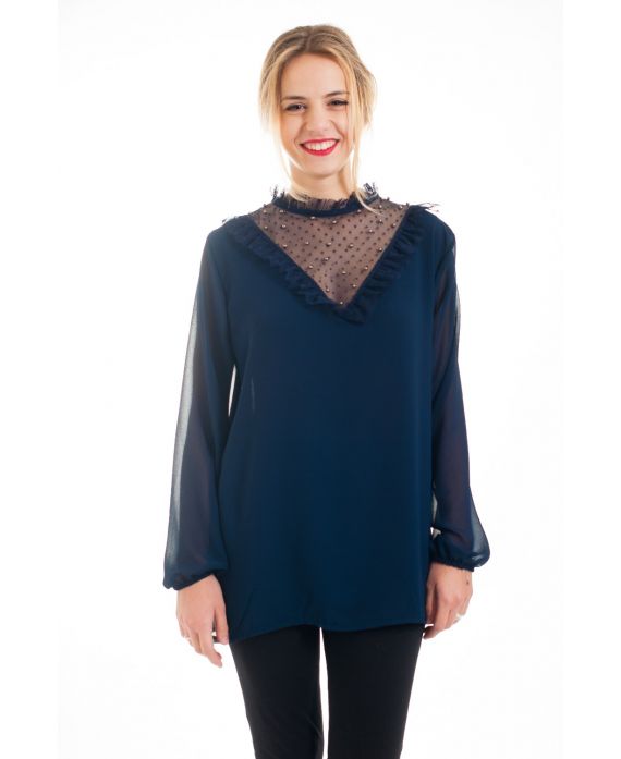 BLOUSE LACE CLOUTEE 4531 NAVY BLUE