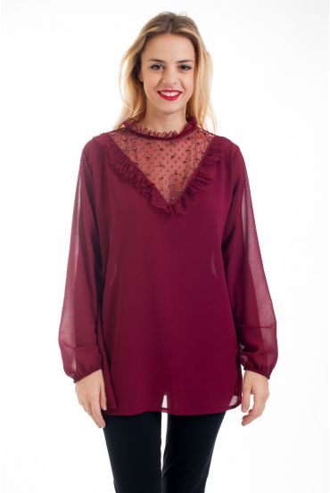 BLUZKA KORONKI CLOUTEE 4531 BORDEAUX