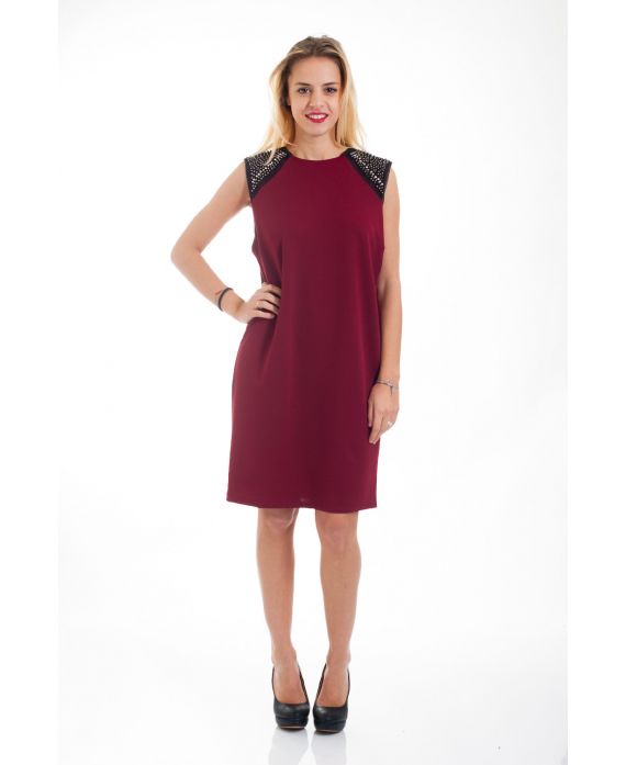 ROBE EPAULES CLOUTEES 4544 BORDEAUX