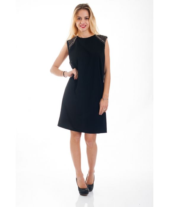 ROBE EPAULES CLOUTEES 4544 NOIR