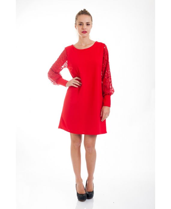 ROBE SEQUINS 4545 ROUGE
