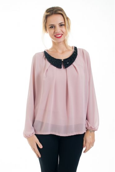 BLOUSE COL CLAUDINE 4549 PINK