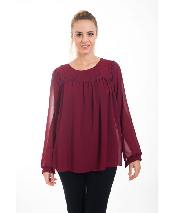 BLOUSE EMPIECEMENT LACE 4528 BORDEAUX