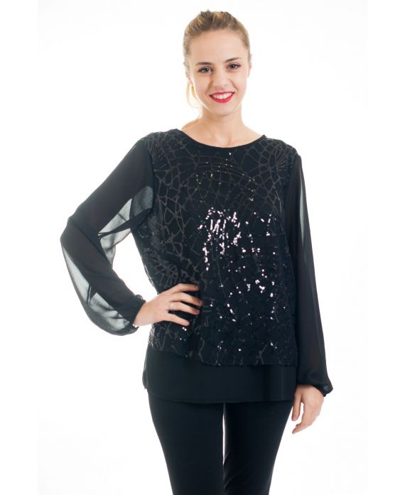 TOP SEQUINS EVENING COCKTAIL 4542 BLACK