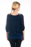 BLOUSE BRETELLES STRASS 4550 MARINE