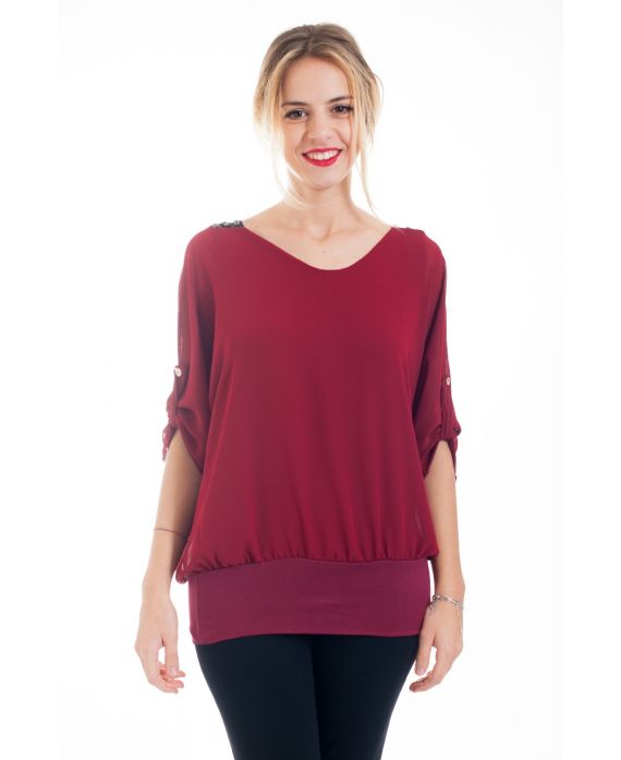 BLOUSE BRETELLES STRASS 4550 BORDEAUX