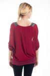 BLOUSE BRETELLES STRASS 4550 BORDEAUX