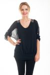 BLOUSE BRETELLES STRASS 4550 NOIR