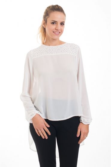 BLOUSE CLOUTEE 4548 BLANC