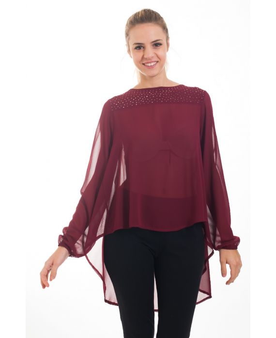 BLOUSE CLOUTEE 4548 BORDEAUX