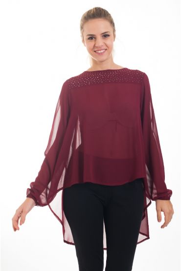 BLOUSE CLOUTEE 4548 BORDEAUX