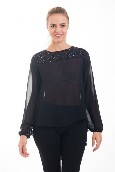 BLUSE CLOUTEE 4548 SCHWARZ