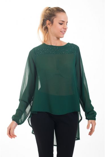 CAMICETTA CLOUTEE 4548 VERDE MILITARE