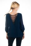 BLOUSE DOS FANTAISIE 4547 BLEU MARINE