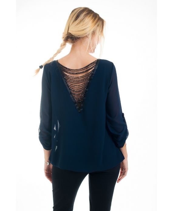 BLOUSE BACK FANTASY 4547 NAVY BLUE