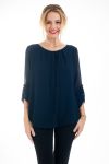 BLOUSE DOS FANTAISIE 4547 BLEU MARINE