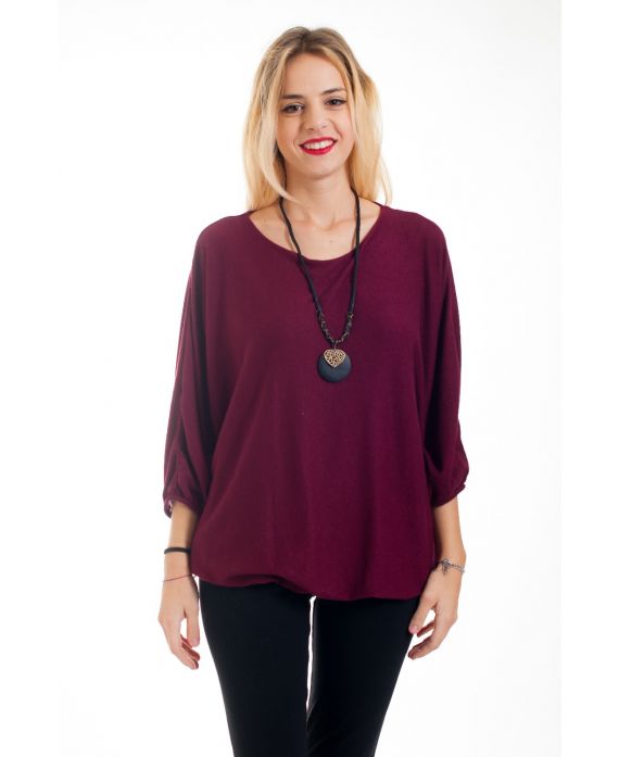 PULL + BIJOU 4572 BORDEAUX