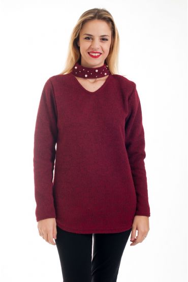 PULL COLLO PERLINE 4571 BORDEAUX