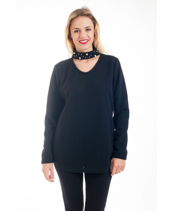 PULL COLLO PERLINE 4571 NERO