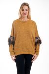 SWEATER SLEEVES FEATHERS 4570 MUSTARD