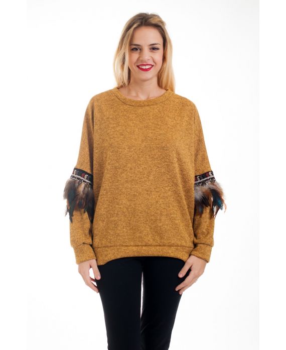 PULL MANCHES PLUMES 4570 MOUTARDE