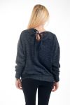 SWEATER HAS BEADED TIE 4568 BLACK