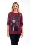 SWEATER PRINT WIFE 4567 BORDEAUX