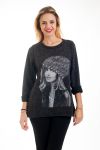 SWEATER PRINT WIFE 4567 BLACK