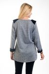 PULL PERLES ET FAUSSE FOURRURE 4566 GRIS