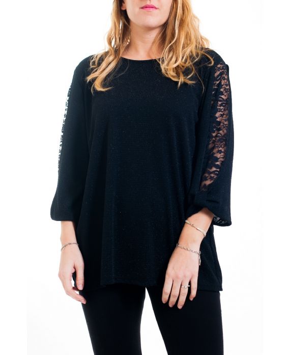 LARGE SIZE TOP EVENING LACE 4576 BLACK