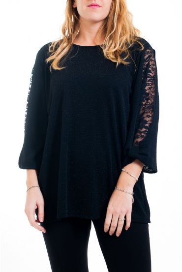 LARGE SIZE TOP EVENING LACE 4576 BLACK