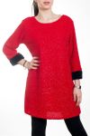 DRESS WITH SHINY EFFECT FAUX FUR 4575 RED