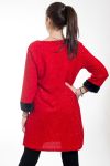 DRESS WITH SHINY EFFECT FAUX FUR 4575 RED