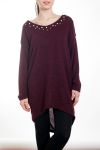 SWEATER DRESS PEARLS 4579 BORDEAUX