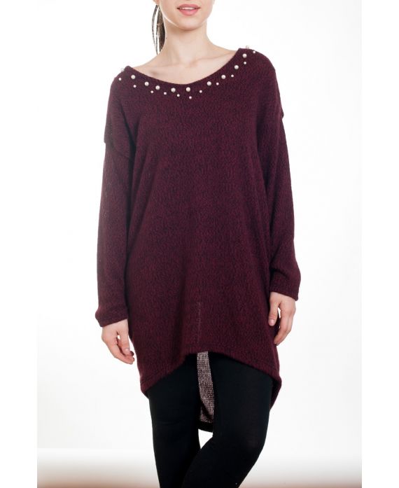 PULLOVER KLEID PERLEN 4579 BORDEAUX