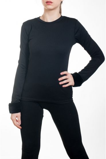 PULL MANCHES BASE FAUSSE FOURRURE 4581 NOIR