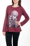 PULL PRINTS WOMAN 4582 BORDEAUX