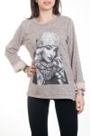 PULL IMPRIME FEMME 4582 BEIGE