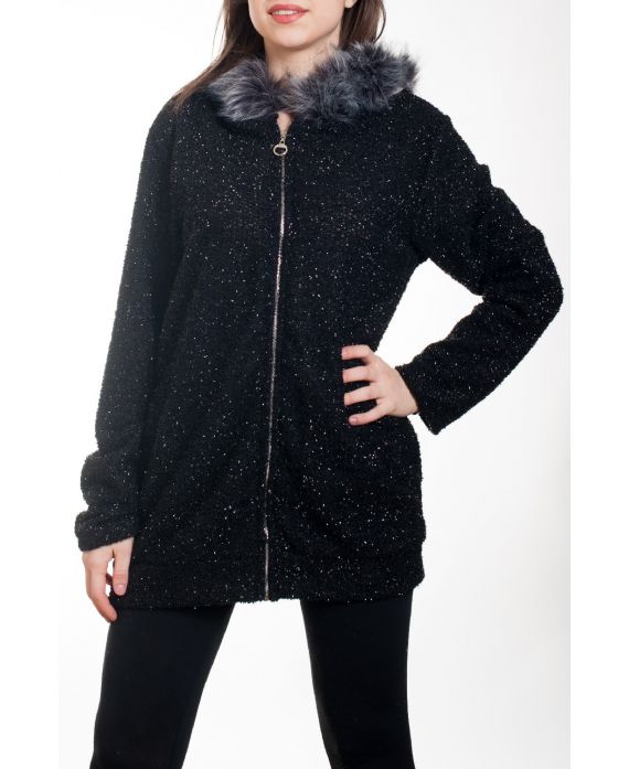 VESTE ZIPPEE FAUX FUR 4580 BLACK