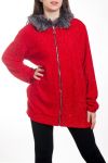 VESTE ZIPPEE PELLICCIA 4580 ROSSO