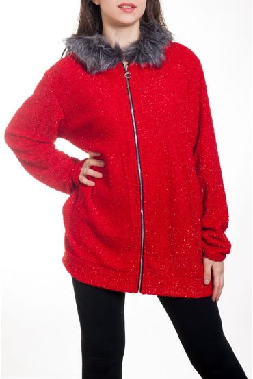 VESTE ZIPPEE FAUX FUR 4580 RED