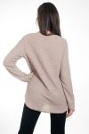 MAGLIONE EFFETTO LUCIDO + COLLANA 4577 BEIGE