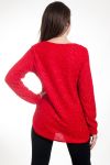 MAGLIONE EFFETTO LUCIDO + COLLANA 4577 ROSSO