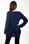 MAGLIONE EFFETTO LUCIDO + COLLANA 4577 NAVY