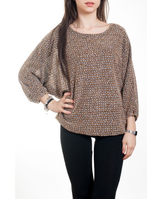 PULL EFFET BOULE 4573 BRIQUE