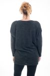 LARGE SIZE SWEATER TUNIC HAS BUTTONS 4591 BLACK