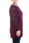 GRANDE TAILLE PULL TUNIQUE A BOUTONS 4591 BORDEAUX